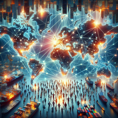 An image illustrating Globalización: Beneficios y Desafíos Económicos