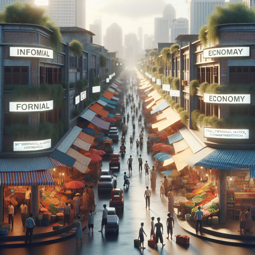 An image illustrating Economía Informal vs. Formal: Diferencias, Causas y Consecuencias