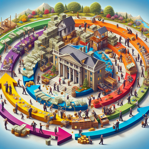 An image illustrating Flujo Circular de la Renta: Explicación Simple del Sistema Económico