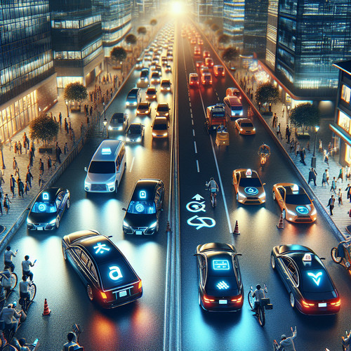 An image illustrating Mercado de transporte privado - competencia entre apps y taxis