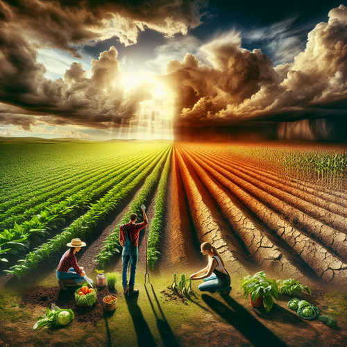 Esquema de el impacto del cambio climático en la agricultura