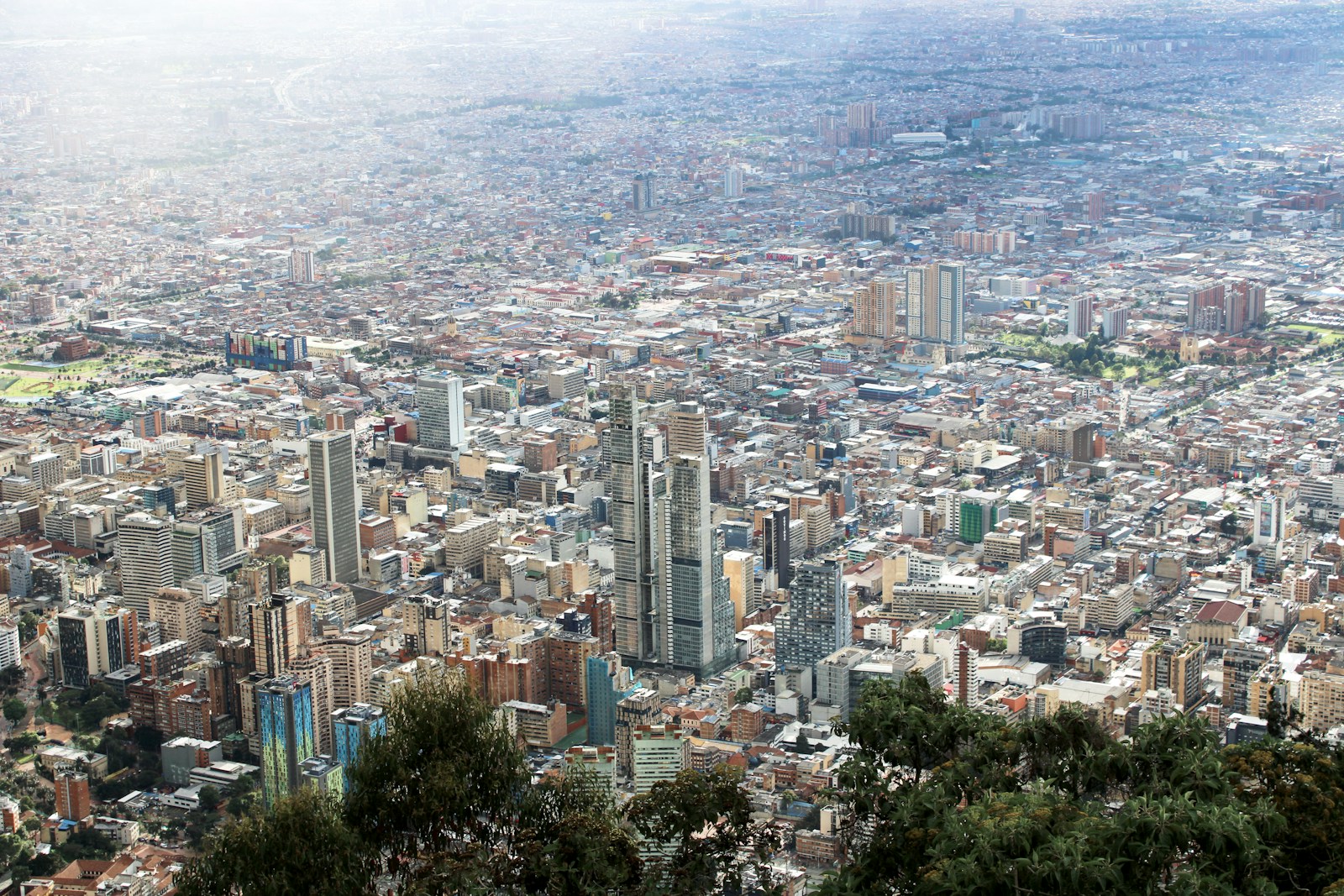 A view of a city from the top of a hill